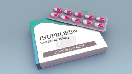 Foto de Pastillas para medicamentos ibuprofeno. ilustración 3d - Imagen libre de derechos