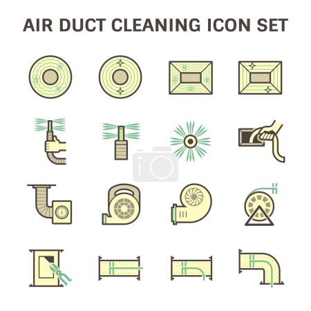 Illustration pour Ensemble d'icônes vectorielles de nettoyage des conduits d'air
. - image libre de droit