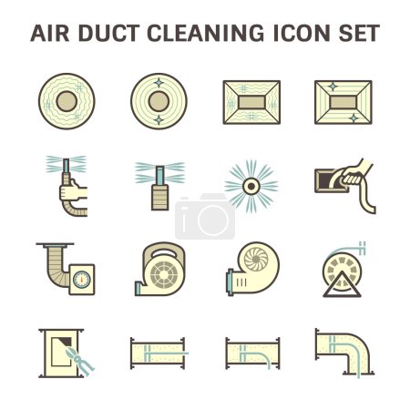 Illustration for Air duct pipe cleaning vector icon sets. - Royalty Free Image