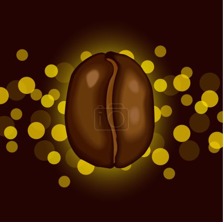 Ilustración de Ilustración vectorial de grano de café con puntos de oro alrededor - Imagen libre de derechos