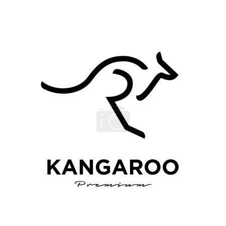 canguro wallaby línea logo vector icono prima ilustración aislado fondo