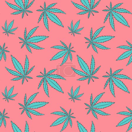 Patrón vectorial con hojas de cannabis