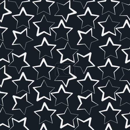 Simple seamless star shape vector pattern. Outlined background. Seamless repeating texture.