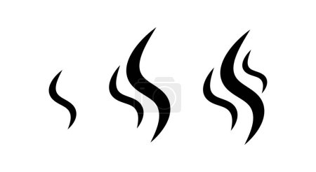 Coffe steam vector icon set. Different hot steam shapes icons. Steam icon set. Isolated vector icon. Hot tea, coffe. Cafe logo, symbol. Coffe logo, symbol. Vector graphic.