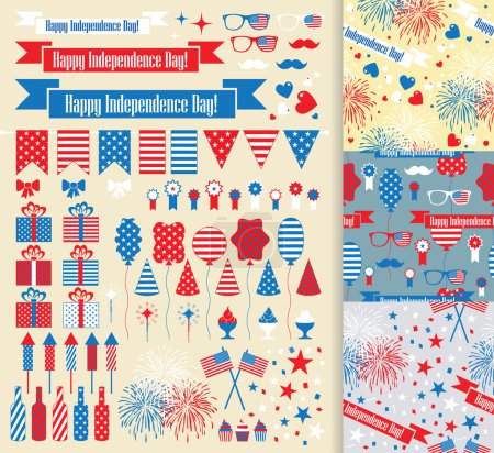 Ilustración de Día de la independencia de Estados Unidos cuarto de julio. Conjunto de vectores
. - Imagen libre de derechos