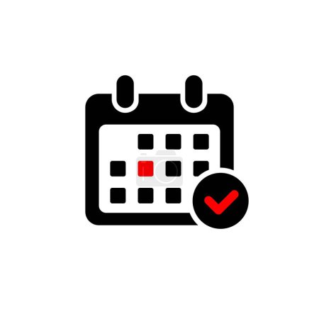 Ilustración de Icono del calendario y círculo rojo. Marque la fecha, las vacaciones, los conceptos importantes del día. - Imagen libre de derechos