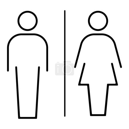 Silhouette of a man and a woman. Couple outline icon. Articles symbol, marriage silhouette, toilet icons, romantic icon isolated on white background. Flat style. Vector  