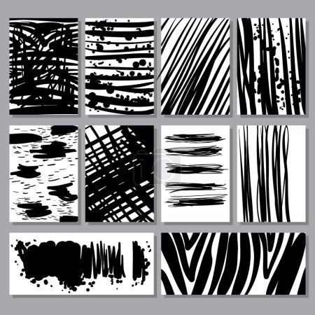 Illustration for Abstract grunge textures collection. Striped textures. Vintage hand drawn backgrounds. Vector illustration set - Royalty Free Image