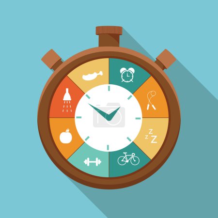 Illustration for Illustration of sport regime stopwatch in flat - Royalty Free Image