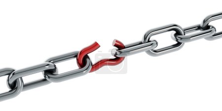 Photo for Chain with broken red part isolated on white background - Royalty Free Image