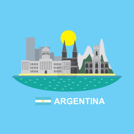 Infografía argentina con edificios famosos
