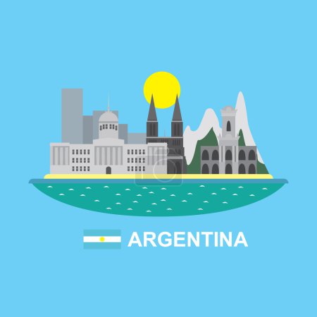 Illustration for Argentina infographic with famous buildings - Royalty Free Image