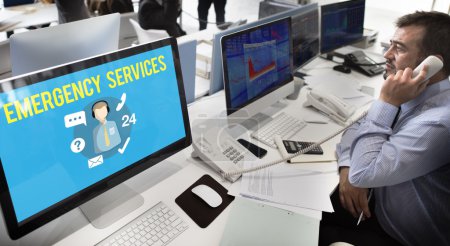 Businessman working on computer