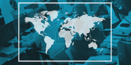 personas trabajando y mapa Concepto
