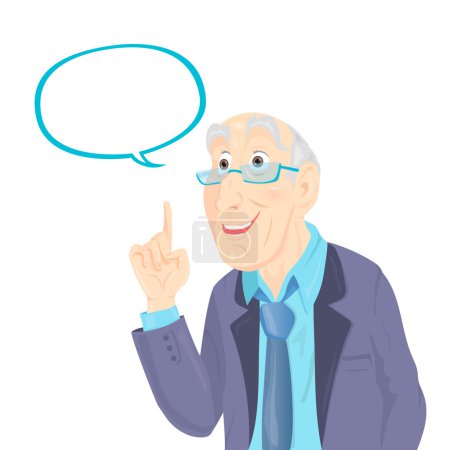 Illustration for Professor Thinking with White Bubble vector on white background - Royalty Free Image