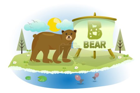 Photo for Funny Cartoon Alphabet A With bear - Royalty Free Image
