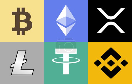Ilustración de El símbolo y el icono de la criptomoneda de tecnología digital. - Imagen libre de derechos