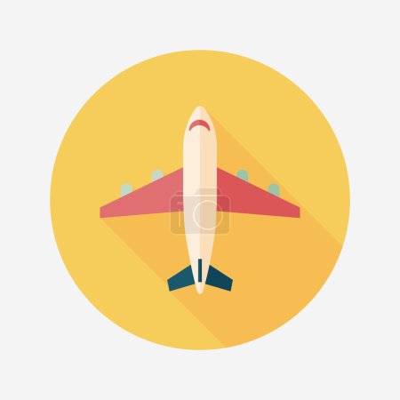 Illustration for Transportation airplane flat icon with long shadow,eps10 - Royalty Free Image