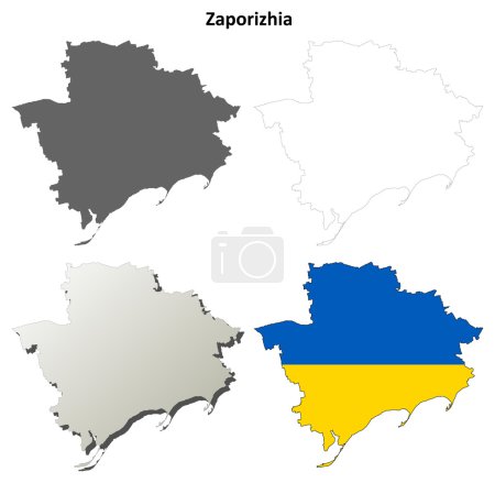 Ilustración de Zaporizhia en blanco esquema mapa conjunto - Imagen libre de derechos