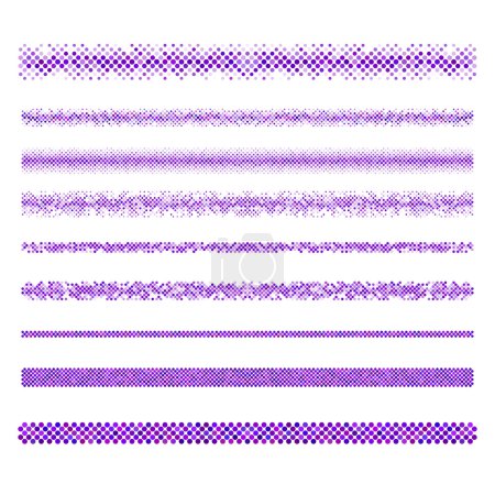 Illustration for Graphic design elements - purple circle mosaic page divider line set - Royalty Free Image