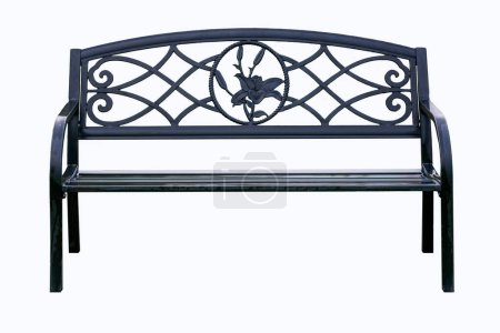 Silla de metal negro es un hermoso diseño sobre un fondo blanco para el diseño de decoración de jardines.