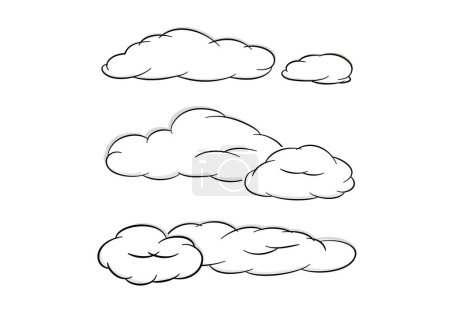 Téléchargez les illustrations : Vecteur de nuages isolé sur fond blanc ep154 - en licence libre de droit