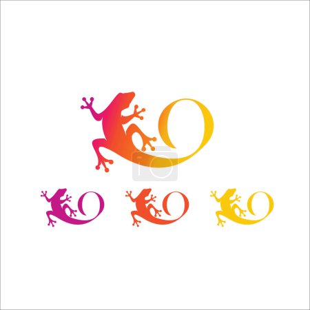 Ilustración de Plantilla de diseño de logotipo de Gecko de color degradado - Imagen libre de derechos