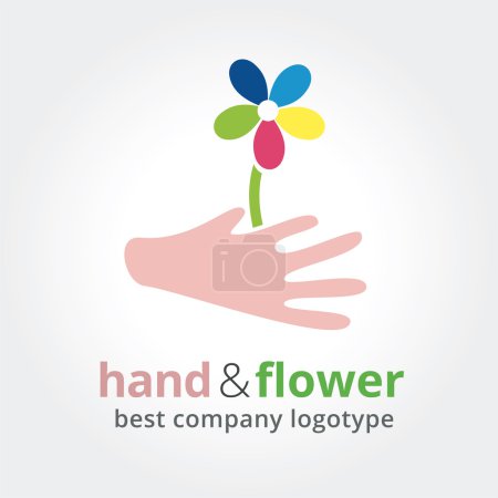 Ilustración de Las ideas clave son el verde, la naturaleza, el cuidado, el crecimiento, las flores. cuidado, recién nacido, startup. Concepto de identidad corporativa y branding - Imagen libre de derechos
