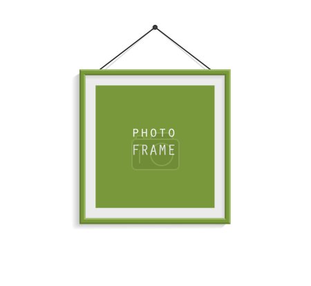 Ilustración de Marco de fotos verde en la pared gris - Imagen libre de derechos