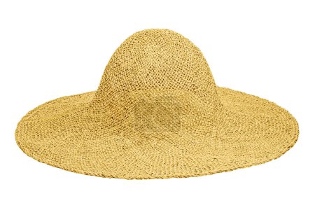 Photo for Antique panamanian straw hat on a white background - Royalty Free Image