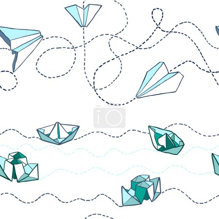 Origami papel barcos y aviones
