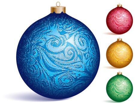 Ilustración de Cuatro adornos de Navidad de color. Eps8. CMYK. organizado por capas. colores globales. gradientes usados. - Imagen libre de derechos