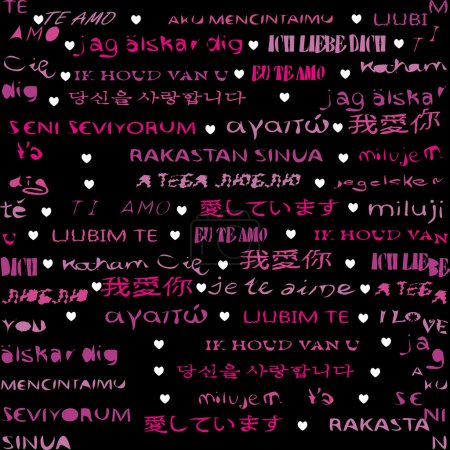 Photo for An illustration of a seamless pattern with phrase "I love you" in twenty one different languages - Royalty Free Image