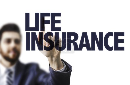 Photo for Man pointing his finger on the text: Life Insurance - Royalty Free Image