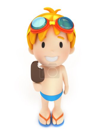 Photo for 3d render of a kid with popsicle stick - Royalty Free Image