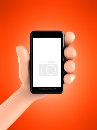 Photo for 3d render of hand displaying a phone - Royalty Free Image