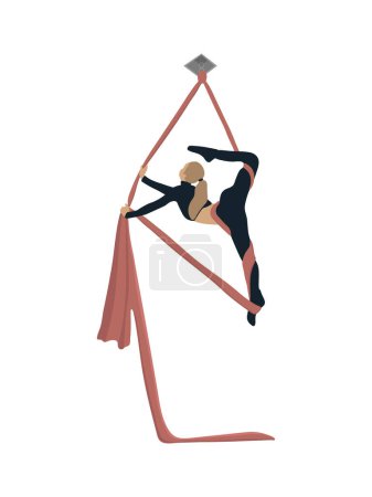 Téléchargez les illustrations : La fille est engagée dans des acrobaties aériennes. Illustration vectorielle de stock pour votre entreprise, scrapbook, magazine. - en licence libre de droit