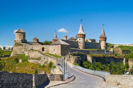 Photo for Medieval Kamianets-Podilskyi Castle (near 14th century, Ukraine) -  the most recognized landmark of the Kamianets-Podilskyi city and one of the most important castles in Ukraine. - Royalty Free Image