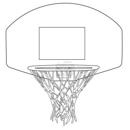 Téléchargez les illustrations : Esquisses de basket-ball dessin vectoriel illustration. Filet de basket, panier de basket - en licence libre de droit