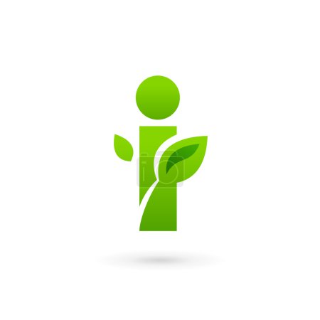 Letra I eco deja elementos de plantilla de diseño de icono de logotipo
