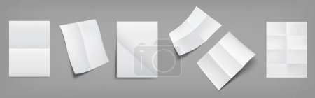 Carteles blancos plegados, hojas de papel en blanco