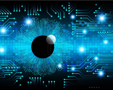 Ilustración de Ojo cibercircuito futuro concepto de tecnología fondo - Imagen libre de derechos