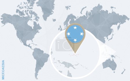 Mapa del mundo azul abstracto con Micronesia magnificada
.