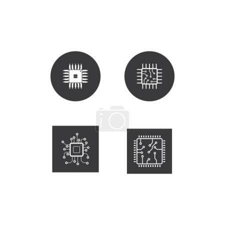 Ilustración de Conjunto de iconos de microprocesador y chips de CPU. Vector - Imagen libre de derechos