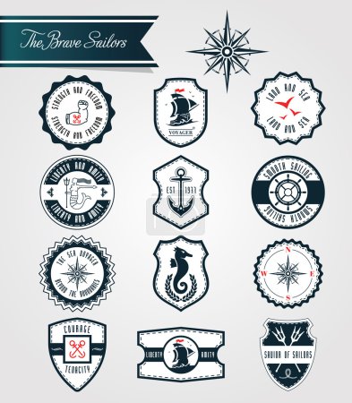 Illustration for Sea inspired set of badges and crests eps10 vector format - Royalty Free Image