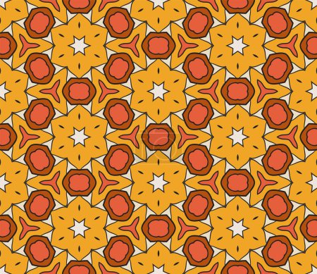 Patrón sin costura de flor de garabato colorido abstracto. Fondo floral. Mosaico, azulejo de adorno de línea delgada.