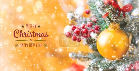 Photo for Merry Christmas Holidays greeting card background. Selective focus. nature. - Royalty Free Image