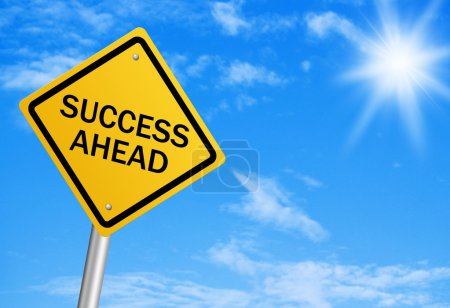 Photo for Success ahead road sign with blue  sky. - Royalty Free Image