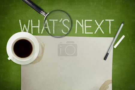 Photo for Whats next concept on blackboard with pen - Royalty Free Image