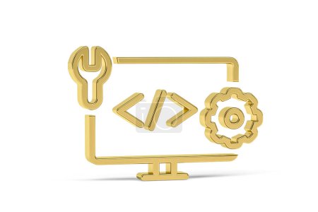 Photo for Golden 3d developer icon isolated on white background - 3D render - Royalty Free Image